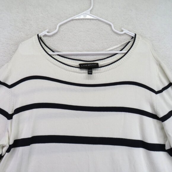 Lane Bryant Sweater Womens 2XL 22/24 Striped Floral Lace Hem Pullover Plus Size - Picture 2 of 10
